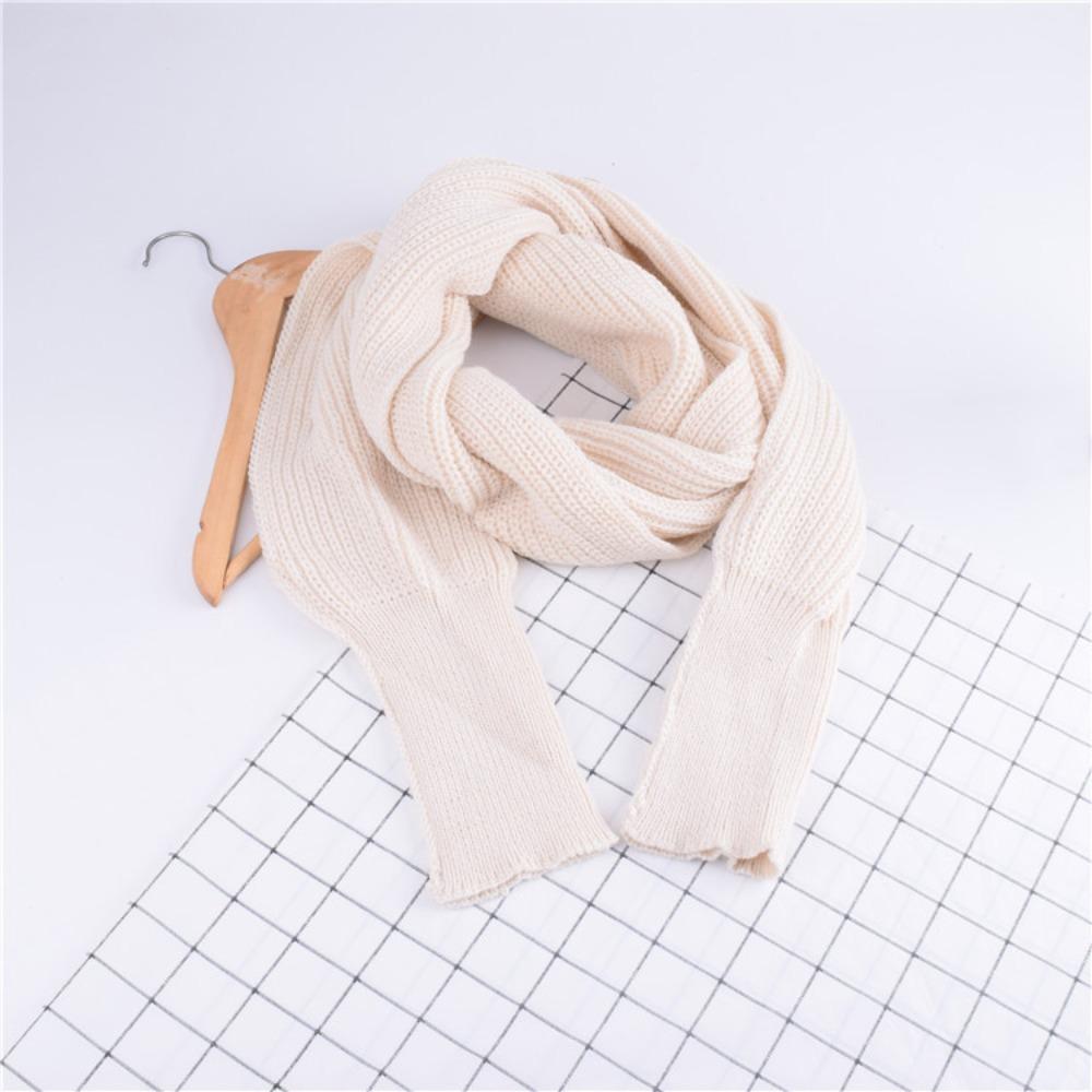 Trendy Long Neck Scarves Autumn Winter Scarf with Sleeves Gifts Knitted Wrap Shawl