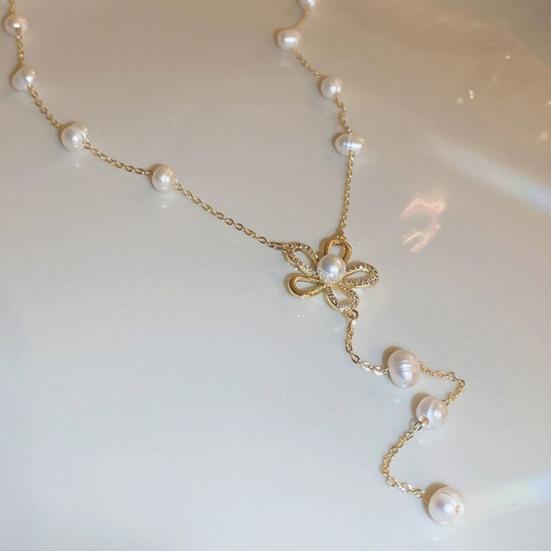 Женское ожерелье, удлинительная цепочка в форме цветка, выдалбливают искусственный жемчуг, регулируется, украшение для шеи, выпускного вечера