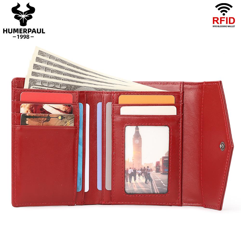 Humerpaul Женский кошелек из натуральной кожи с RFID-размахом и слотом для нескольких карт, тонкий держатель для карт