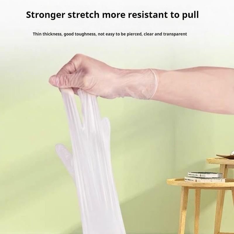 Одноразовые перчатки из ПВХ 100 шт. Прозрачные кухонные и столовые защитные перчатки бытовые пищевые бытовые уличные