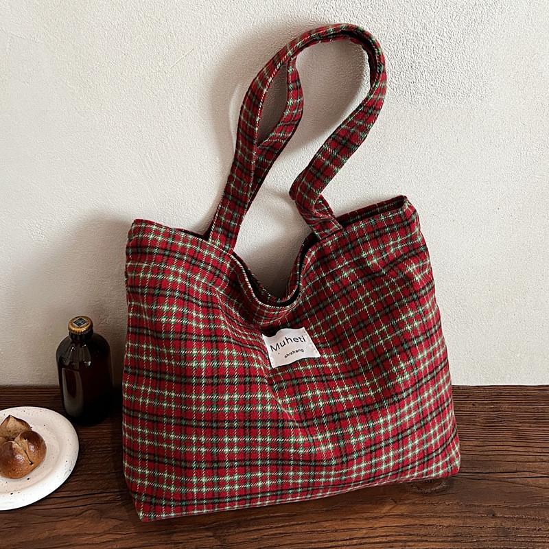 Ielgy Leopard Print Tote Bag Casual All-Match One-Shoulder Large-Capacity Plaid Com