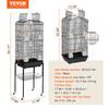 VEVOR Large Bird Cage, 62 in, Open Top Parakeet Cage with Rolling Stand, Steel Bird Flight Cage with Removable Tray, Budgie Birdcage with 4 Perches