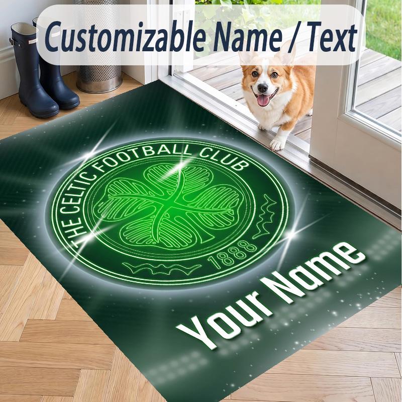 Custom Text Printed Rug Celtic FC Non Slip Floor Carpet For Home Room Decor