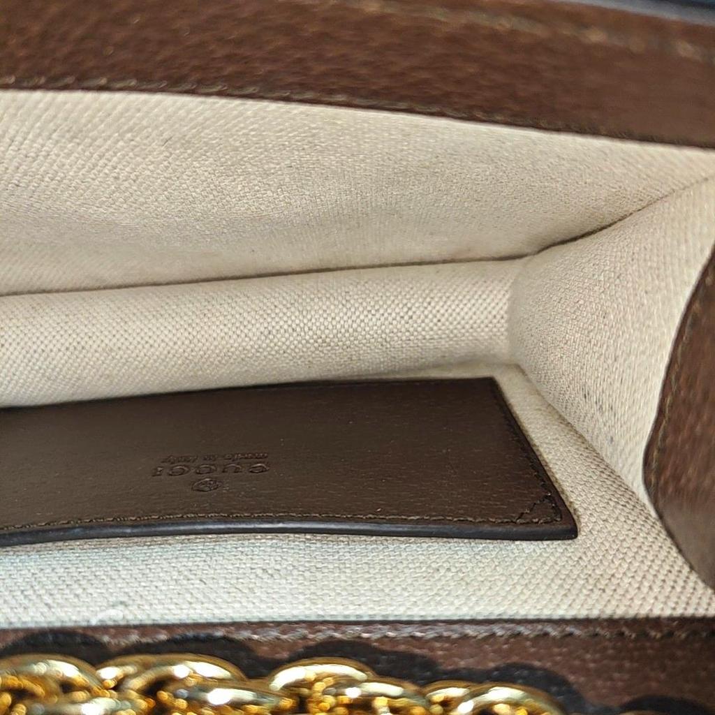 [Pre-Owned] Ophidia Logo Stripe Web Chain Canvas And Leather Mini Handbag - Very Good #AR1VOG