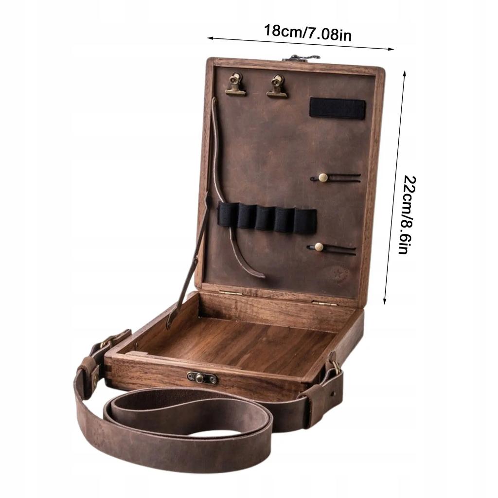 Wooden Crossbody Messenger Bag Retro Box Box Artist's Shoulder Bag