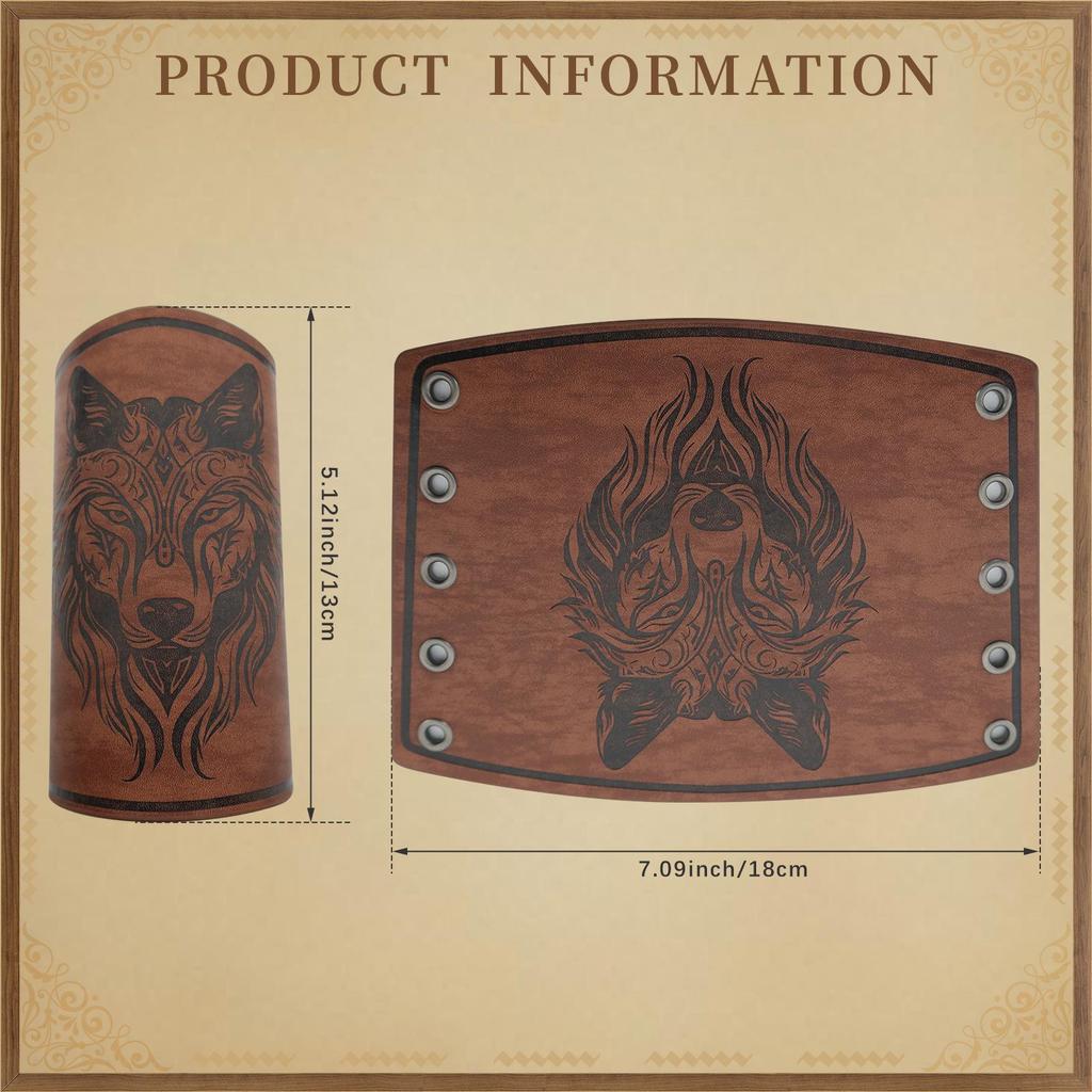 Medieval Knight Embossed Viking-Style Bracer with Adjustable O-Ring Belt for Cosplay