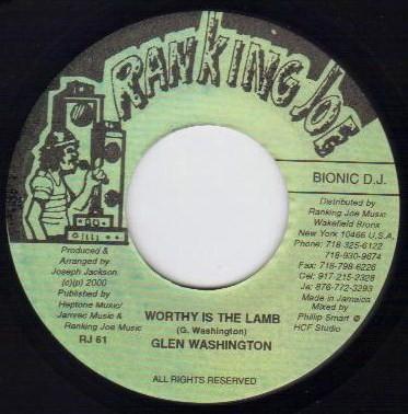 7-дюймовая пластинка GLEN WASHINGTON - Worthy Is The Lamb RJ61 Рейтинг Joe Mus 2000 США Регги, Ска и Даб Б/у