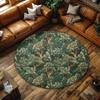 Круглый ковер Зеленый лес с рисунком дерева, круглый ботанический ковер с нескользящим покрытием, коврик для пола на тему природы, ковер для гостиной в стиле коттеджкор, деревенский