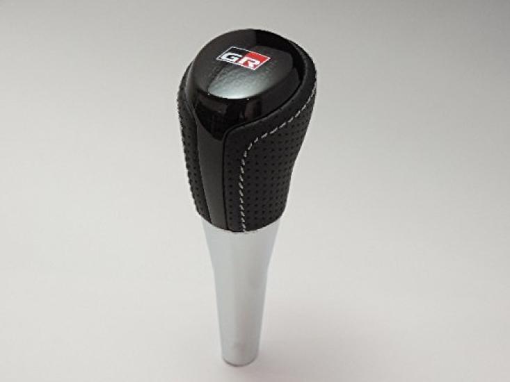 Toyota Оригинальная ручка переключения передач Motor Corporation Toyota AQUA GR Sport Package, черная с перфорацией GR, с серебристо-черным настоящим хромированным рычагом