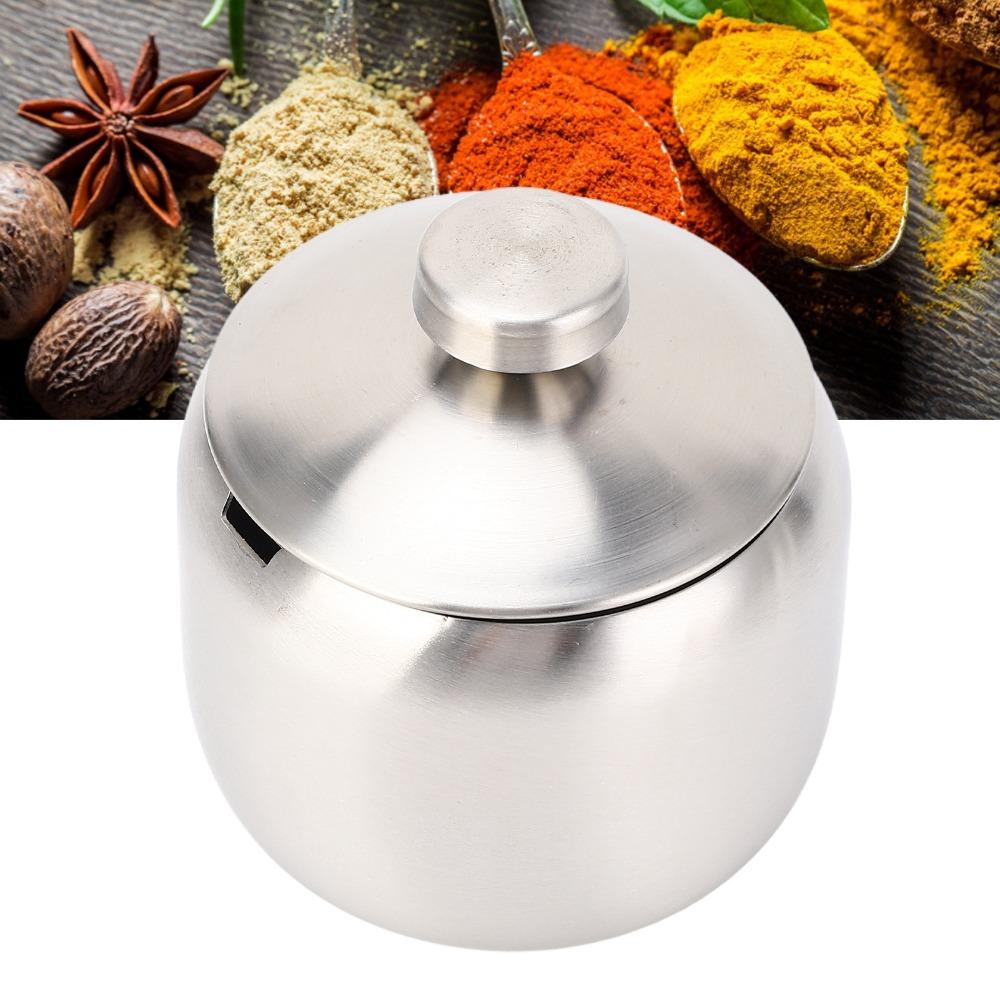 with Lid Condiment Pot Airtight Sugar Bowl Condiment Organizer Seasoning Jar Restauran