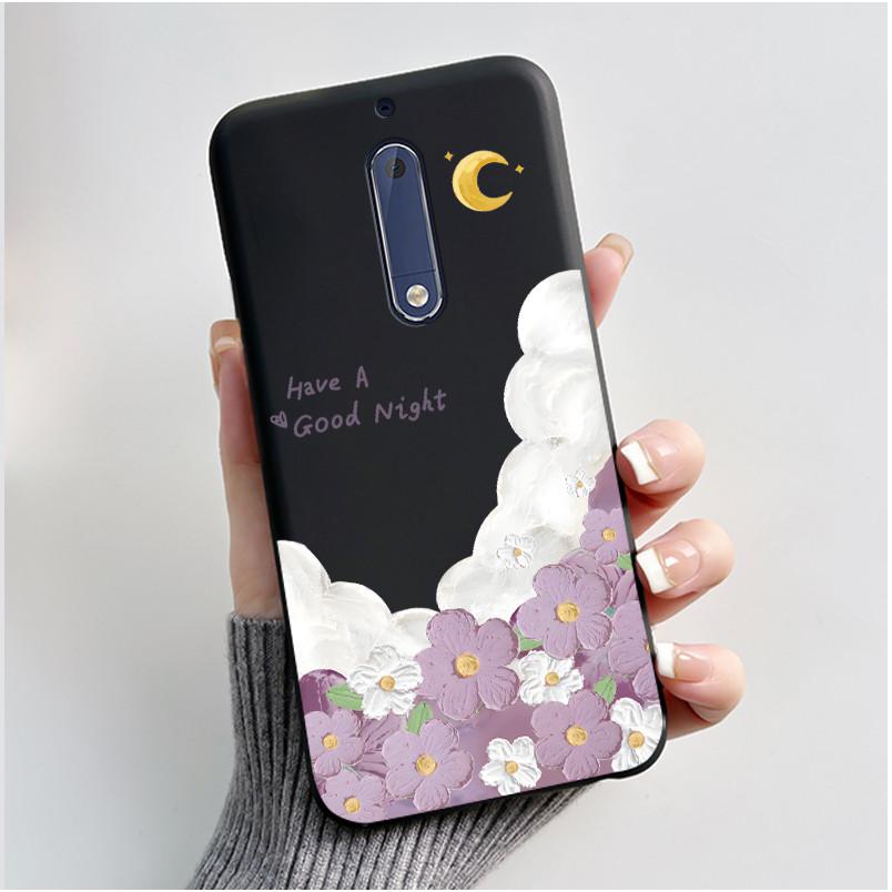 Чехол Для Nokia 5 Эстетичный Модный Милый Кот Мультяшный Черный Мягкий ТПУ Чехол для Телефона Для Nokia 5 Чехол-Бампер TA-1053 TA-1024