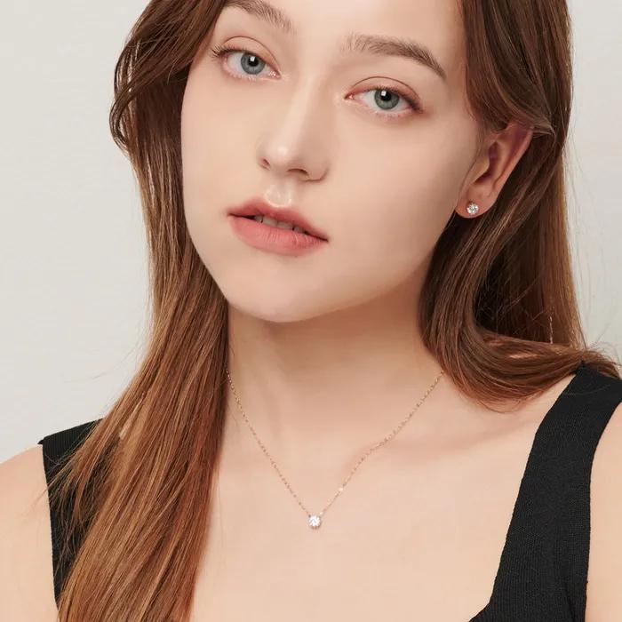 [14K gold] Simple Cubic Point Earrings