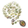 F26C Vintage Hollowed Out Rose Heart Beads Rosary Necklace Christian Prayer Fashion Jewelry Accessories for Stylish Women Men