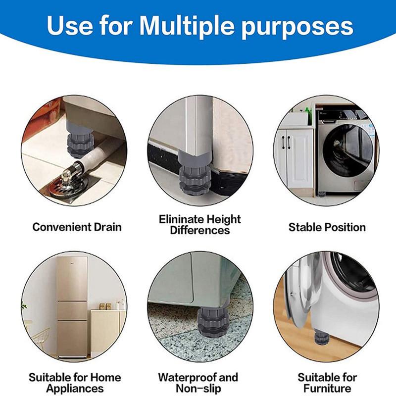 4шт. Подставка для ног стиральной машины, нескользящая, поддерживающая, амортизаторы, усиленный кронштейн, шумопоглощающая, амортизирующая накладка