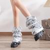 Japanese Women Sweet Girl Leg Warmer Long Socks Harajuku Punk Drawstring Holographic Leg Cover with Adjustable Length