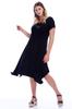 Women's Big Size Dress Plus Size Black Back Detailed Viscose Dress