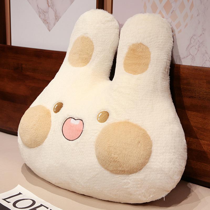 Furry Plush Rabbit Pillow Cute Simulation Bunny Soft Doll Warm Pillow Back Cushion Home Decoration Kids Toys Birthday Gift
