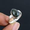 Natural Moss Agate Pear Cabochon HandCrafted Stone Fine Polished 925 Sterling Silver Ring with Unique Design Gift for Wedding Engagement