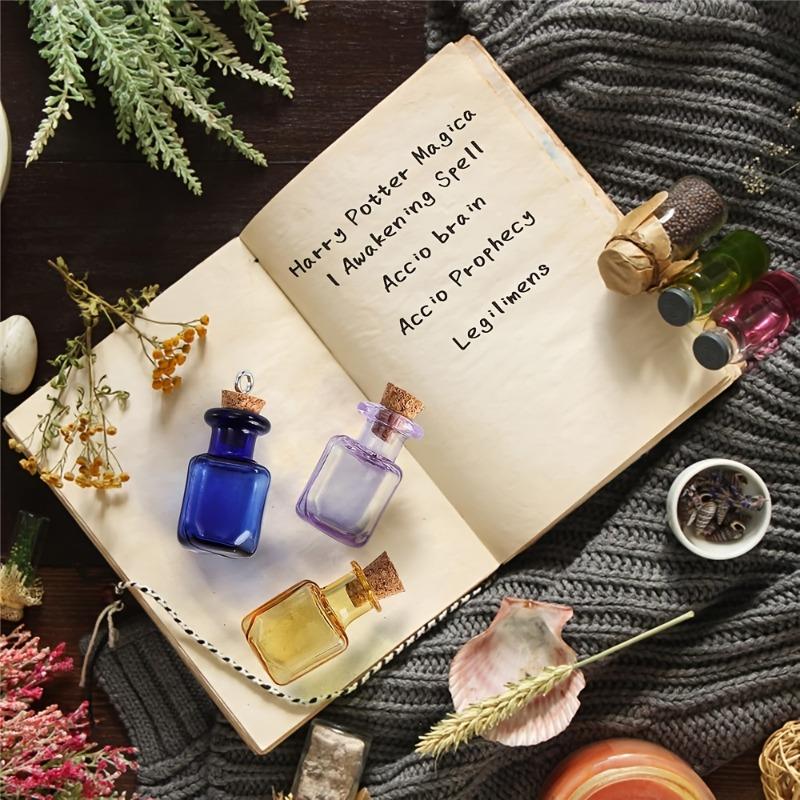 50 Tiny Spell Jars Colored Mini Glass Cork Bottles Decorative Square Cute Wishing Bottles Little Glass Vials with Corks Stoppers