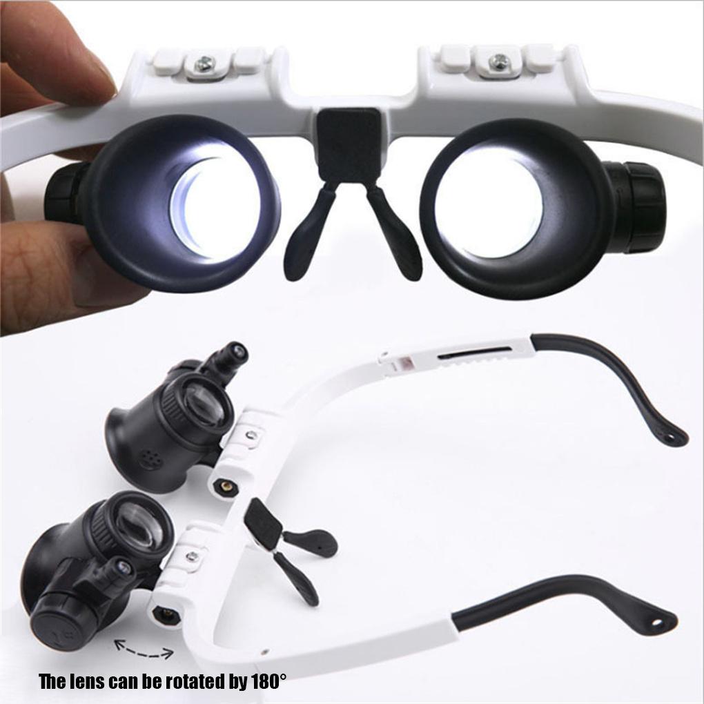 Jewelry Magnifying Glasses with LED Light Magnifier Eyeglasses Portable Lighted Loupe Tools Electronic Repair Close Work