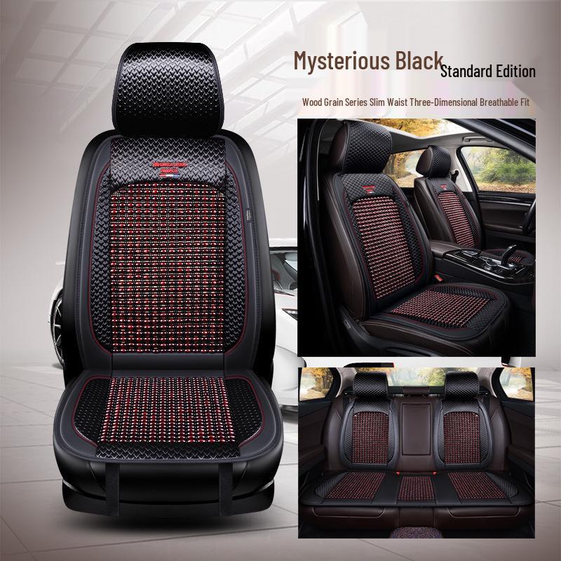 Wood Bead Ventilated Car Seat Cushion with Lumbar Support - Universal Four Seasons Cool Pad
