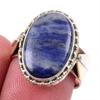Натуральный драгоценный камень содалит ручной работы из твердого серебра 925 пробы, двухцветное кольцо, размер 7US I2u23