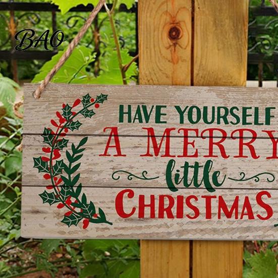 Winter Holiday Home Accents Christmas Wood Hanging Sign with Jute Rope, Have Yourself A Merry Seasonal Party Ornament Little Rustic Door Hanger