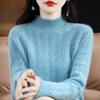 Cashmere Sweater Women's Half Turtleneck Knitted Sweater Casual Pullover Thickened Knitted Sweater with Loose Solid Color Base Layer