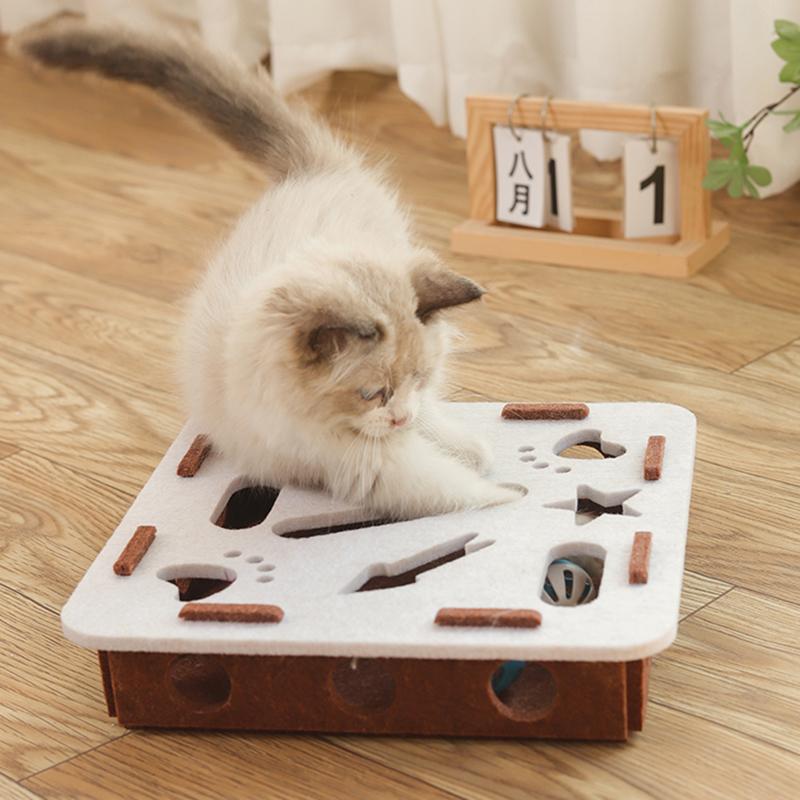 Booteely Кошачий пазл Игрушка Фетровый пазл Коробка Игрушка для упражнений для кошек с мячиком Развлечение для занятий спортом в помещении Охотничьи игрушки для кошек для домашних кошек
