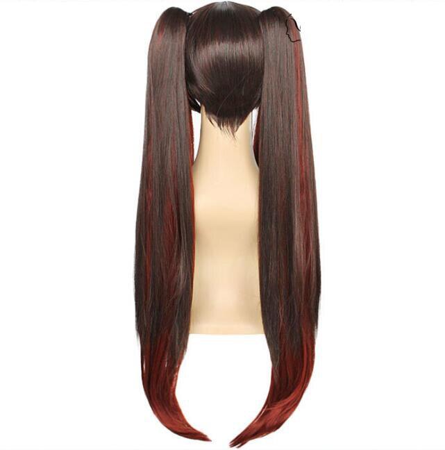 Anime Women Long Ponytails Wig Cosplay Genshin Impact HuTao Costume Heat Resistant Synthetic Hair Hu Tao Carnival Party Wigs