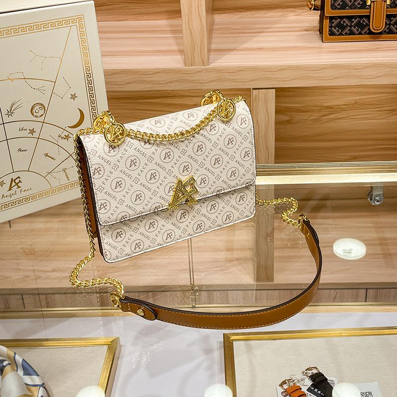 Кожаная женская сумка, новинка 2023 года, маленькая квадратная сумка с цепочкой, модная универсальная сумка через плечо, маленькая сумка премиум-класса Sense