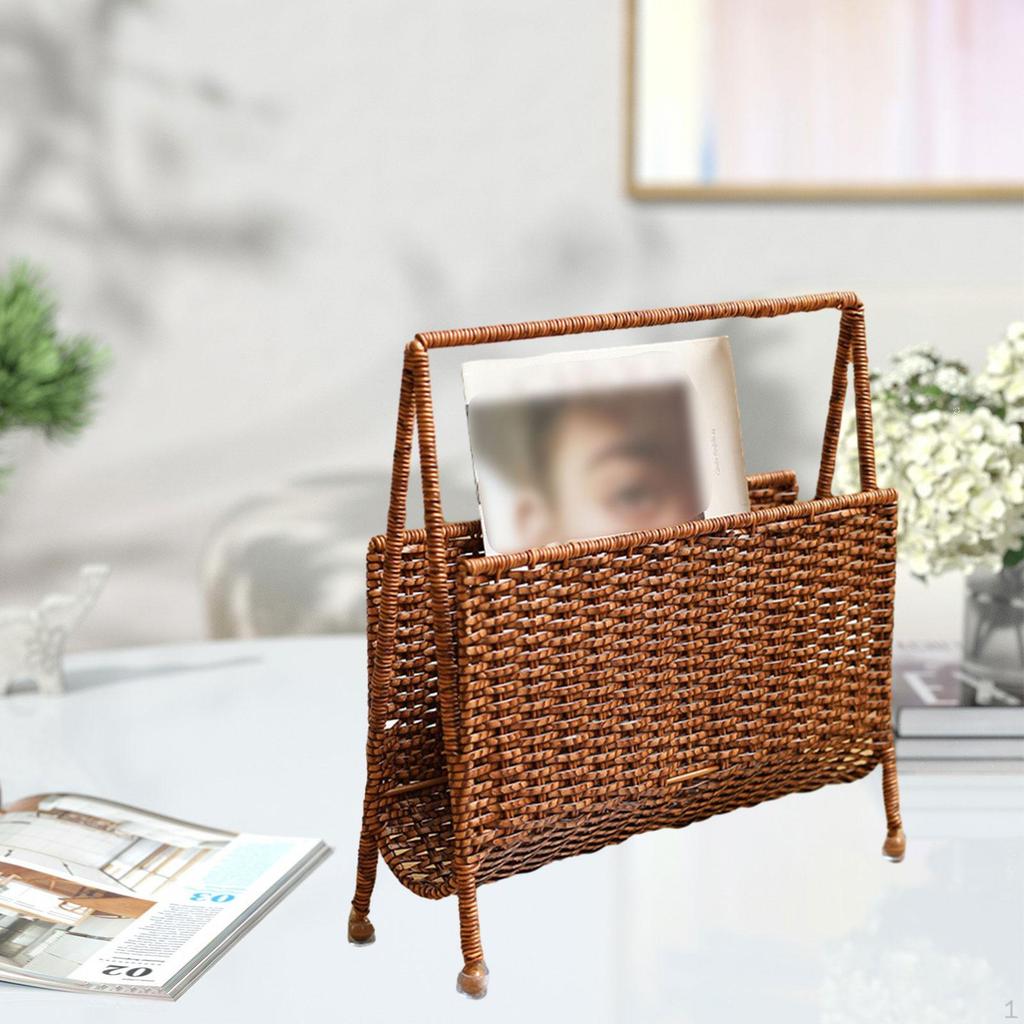 Magazine Storage Rack Display Stand Newspapers Holder Multifunctional 35x11x36cm Metal Wire Frame