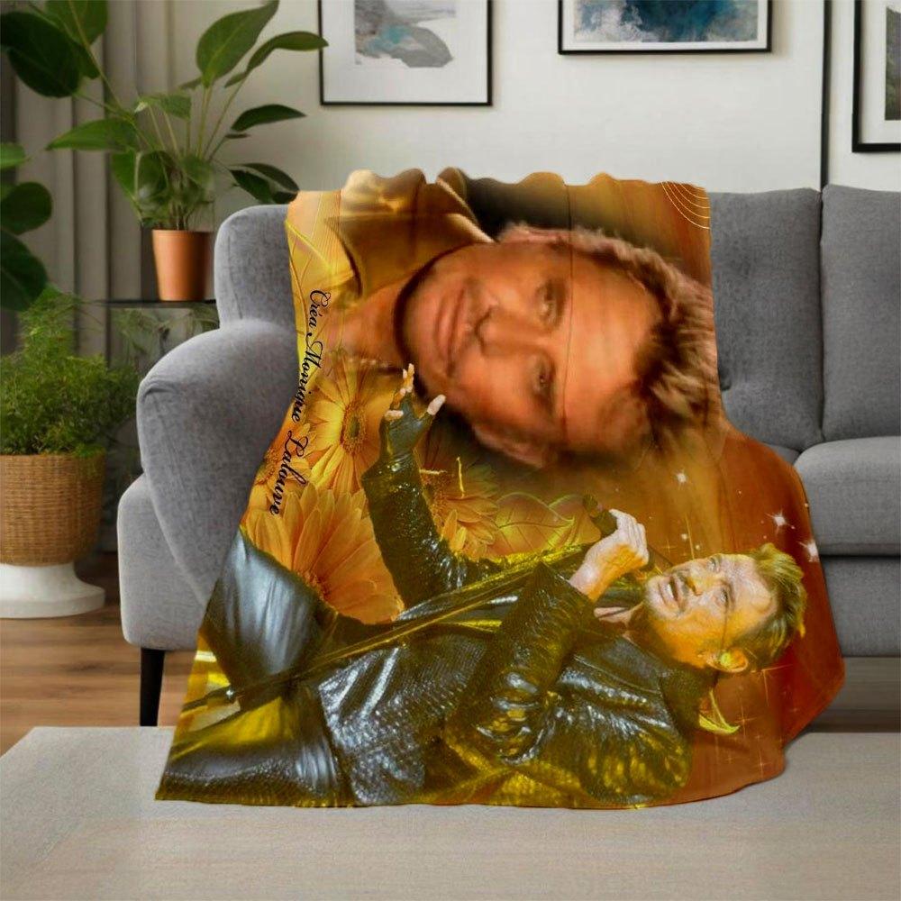 Golden Sunflower Dreamscape PosterBlanket Flannel Throw Blanket for Sofa, Bed, Travel, Camping, Office, Couch, Chair, And Bed Gift for Chris