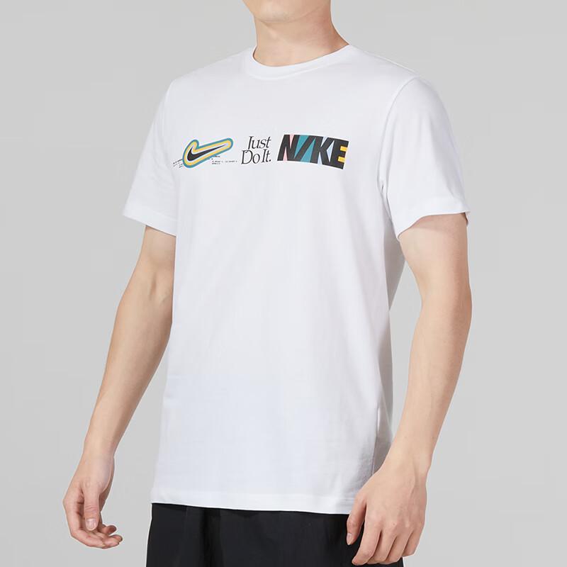 Nike Футболка с круглым вырезом и коротким рукавом для фитнеса и тренировок с алфавитным принтом, мужские топы белого цвета FB9775-100