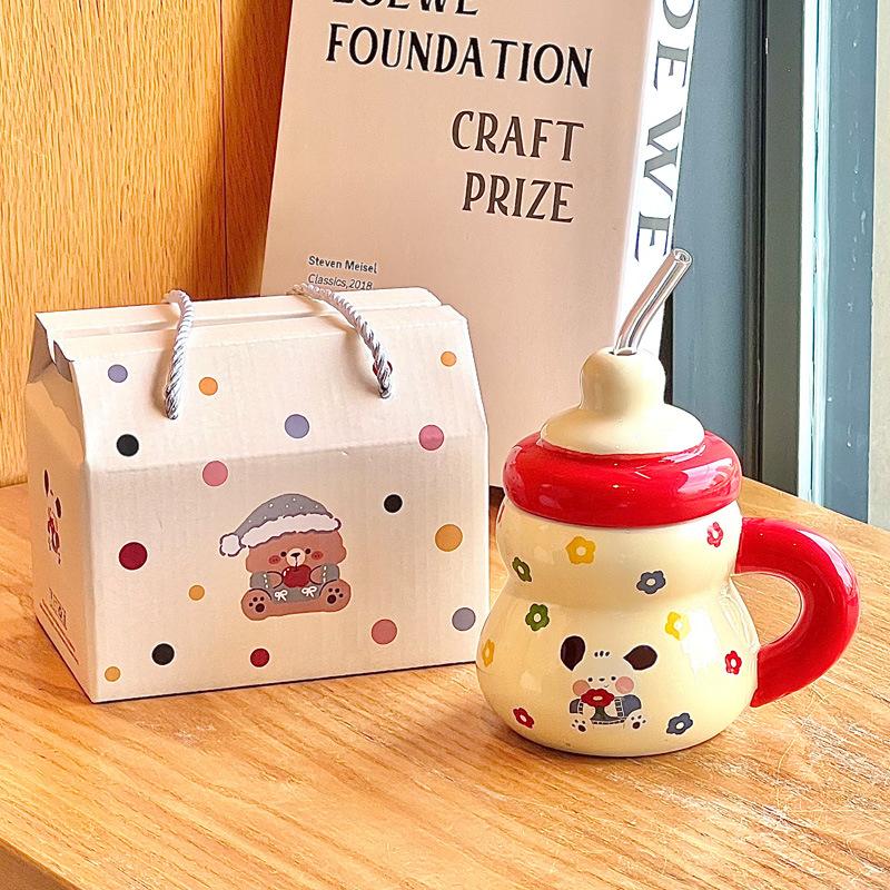 Соломенная чашка для воды милая девушка высокая ценность керамическая кружка бытовая чашка для питья подарок на день рождения