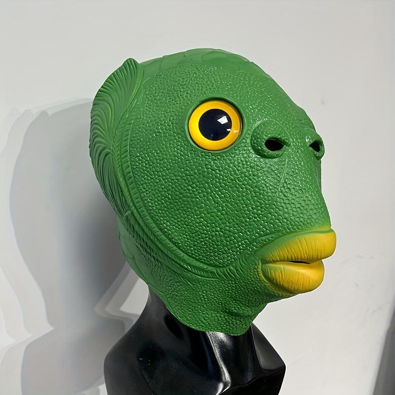 1pc Funky Green Fish Head Mask, Silica Gel Novelty Animal Costume Accessory | Unisex Meme Themed Prank Prop for Parties