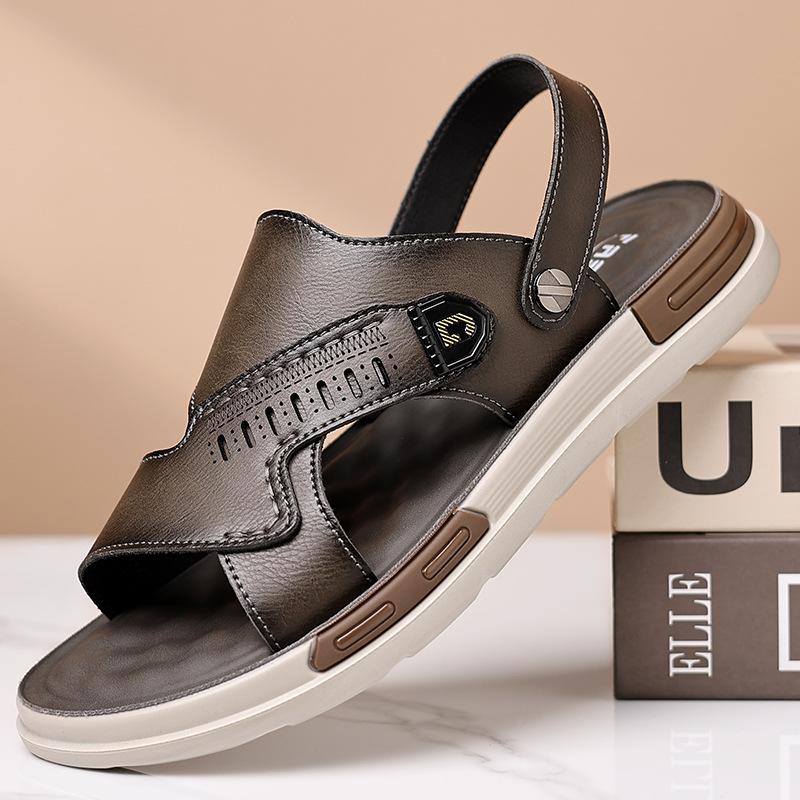 2025 Summer New Sandals Men's Trendy Soft-soled Wear-resistant Outer Wear Dual-purpose Beach Men's Cool Slippers