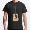 Men Fashion Casual Short Sleeves Acoustic Guitar Black Tees Classic Oversized T-shirts