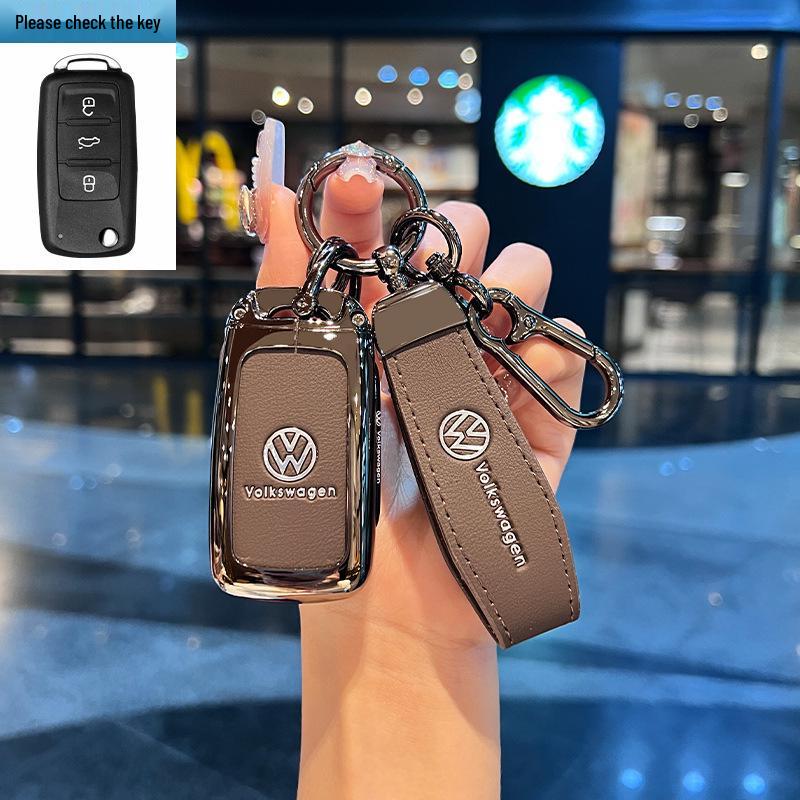 Чехол для ключей Volkswagen для Teramont, ID3, Tayron, ID4, Golf 8, Lamando - Металлическая и кожаная оболочка.