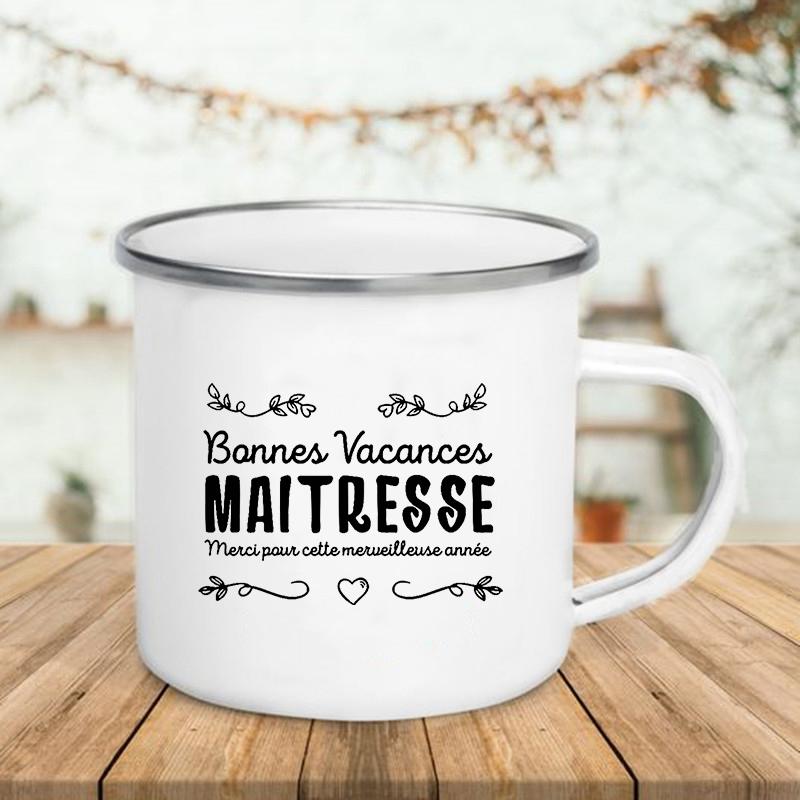 Кружки с французской печатью, креативные чашки для кофе, чая, напитков, воды, молока, кружка с эмалью, ручка для школы, дома, посуда для питья, лучшие подарки для учителей