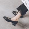 Square Toe Loafers Moccasins Formal Women's Summer Footwear Shoes for Woman 2025 Low Heel Elegant Korean Style E High Quality A