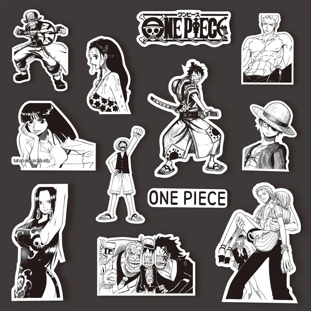 10/30/65 шт. Черно-белые аниме-наклейки ONE PIECE для DIY ноутбука, мотоцикла, багажа, автомобиля, скейтборда, велосипеда, водостойкая наклейка, игрушка
