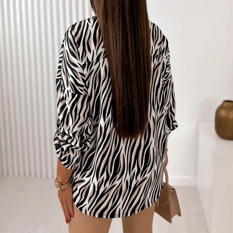 Повседневная свободная рубашка, модная блузка в горошек, весна-осень, женские топы с отложным воротником и длинными рукавами, Blusas 30441