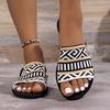 Women's Bohemian Style Comfortable Open Toe Non-slip Sandals with Strappy Back Flat Heel Slippers