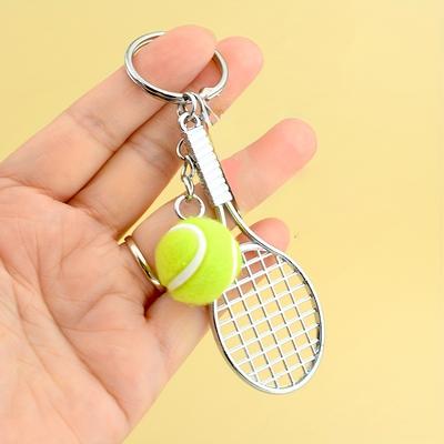 1 шт. Брелок для тенниса - Реалистичная теннисная ракетка с рисунком корта, Кольцо для ключей - Мини-спортивный подарок для игроков, тренеров, болельщиков - День рождения