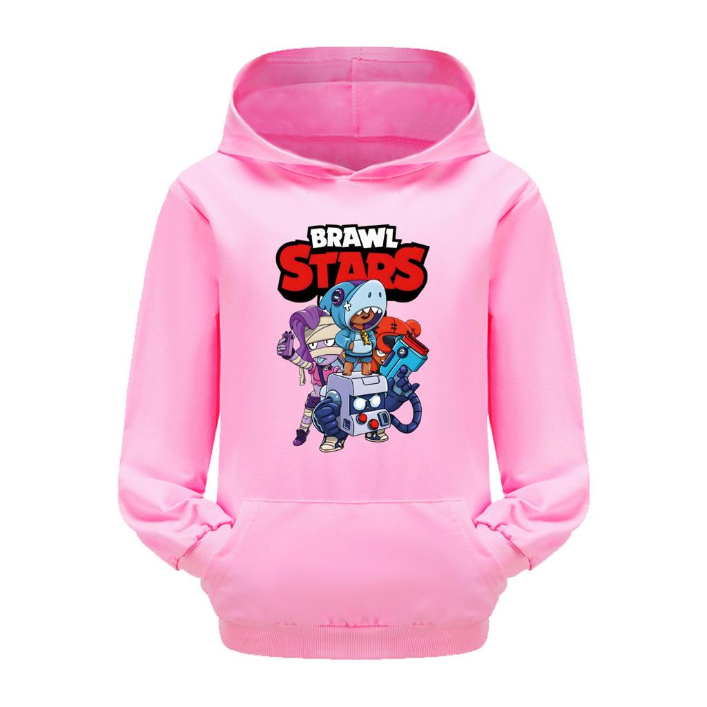 4093 Детские Худи для Мальчиков и Девочек Brawl Stars с Принтом, Карманные, с Длинным Рукавом и Капюшоном