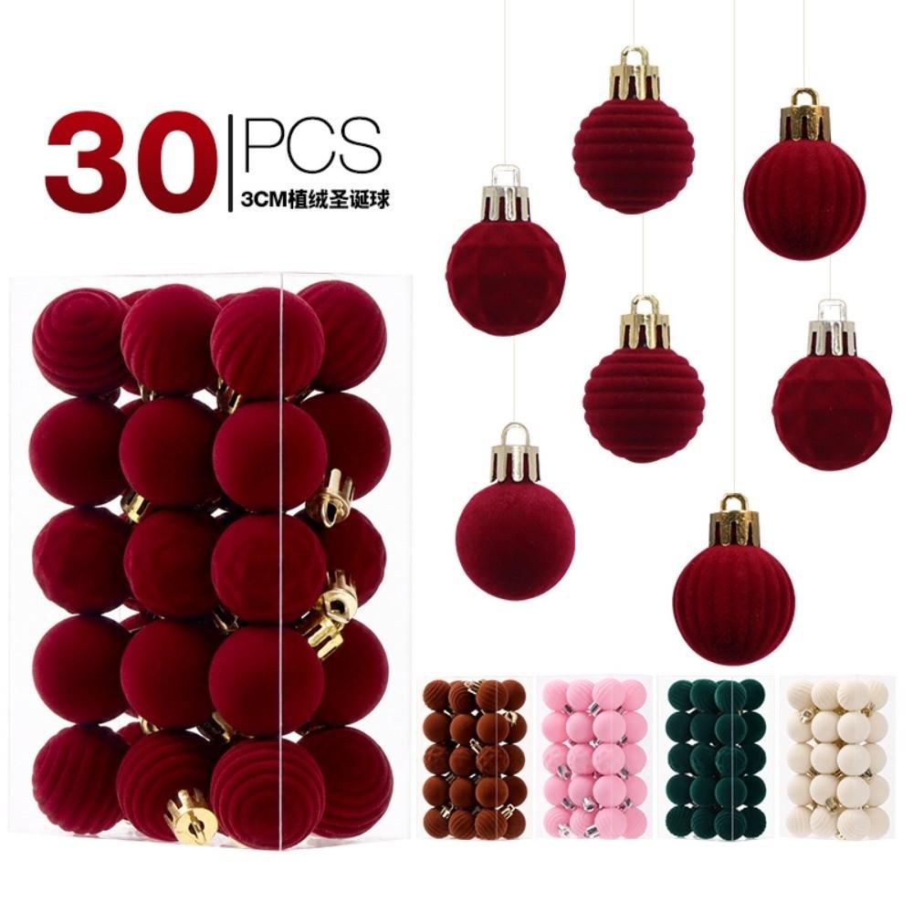 24/30Pcs Colorful Velvet Christmas Balls DIY Xmas Hanging Pendants Ornaments for Party Decoration