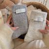 Thickened Flanged Postpartum Socks, Dot-yarn Multicolored Wool Fabric Label Mid-calf Socks, Simple and Warm Pile Socks