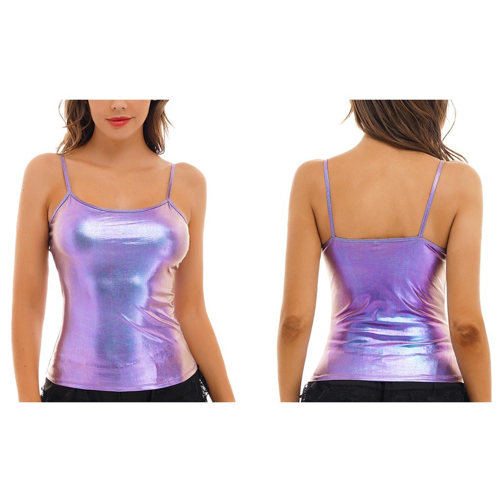 Клубная одежда, топ на бретельках из лакированной кожи, женский топ без рукавов на тонких бретелях, майка, жилет