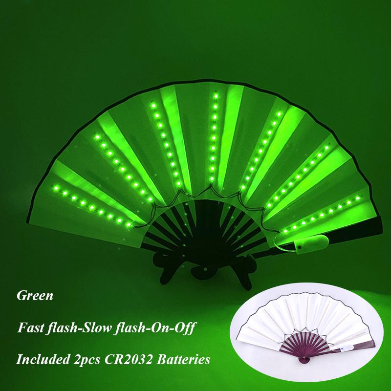 13 inches Led Fans Dj LARP Dance Wedding Stage Performance Bar Props Folding Fan For Women Kung Fu Fan Chinese Flashing Fan